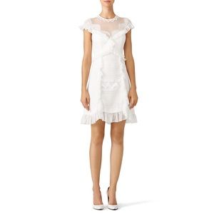 Three Floor White Lace in Line Dress